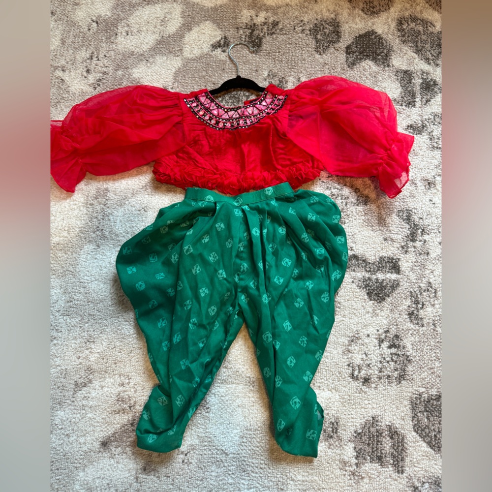 Red and green punjabi patiala suit